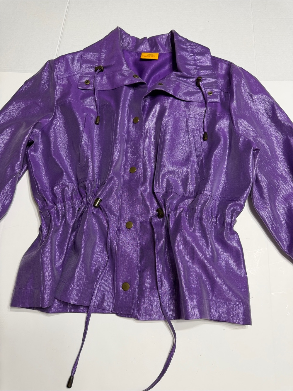Ruby Rd. Shimmery iridescent Purple Drawstring Utility Jacket - Picture 6 of 14